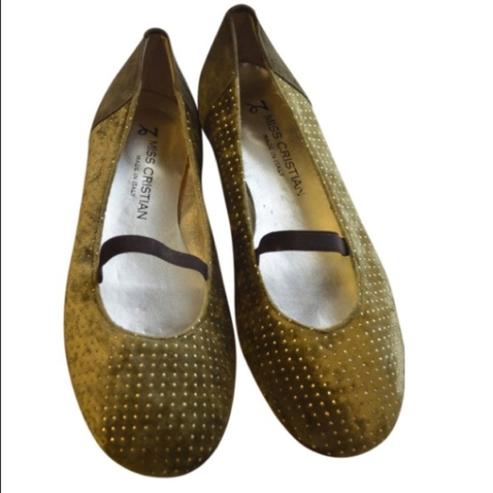 Miss Cristian Studded Olive Green Flat